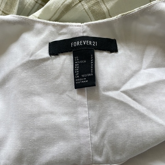 Green and white linen blend mini dress - Picture 4 of 4